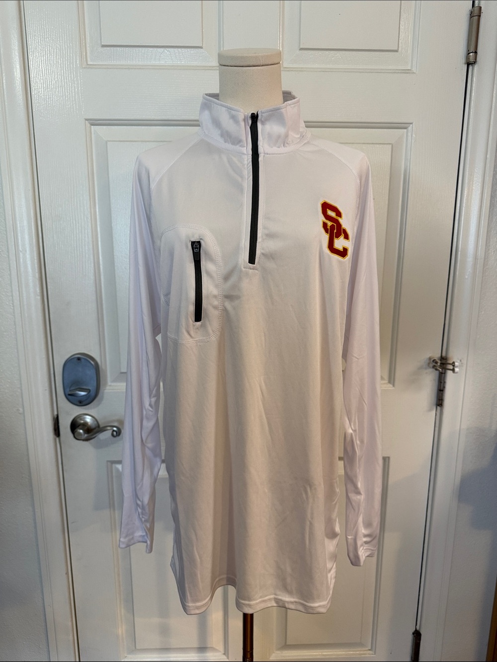 USC White Quarter-Zip Pullover with Embroidered SC Logo